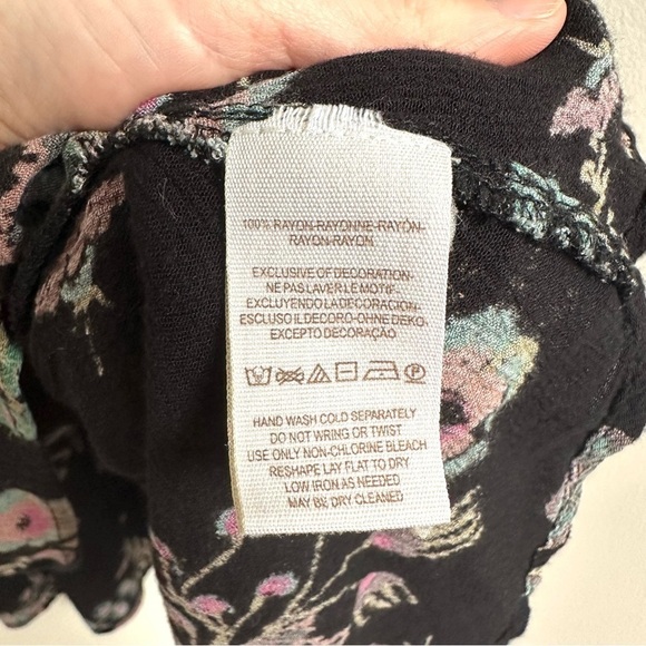 Free People Just the Two of Us Tunic Top Black + Pink Floral Laser Cut Boho - Picture 9 of 9